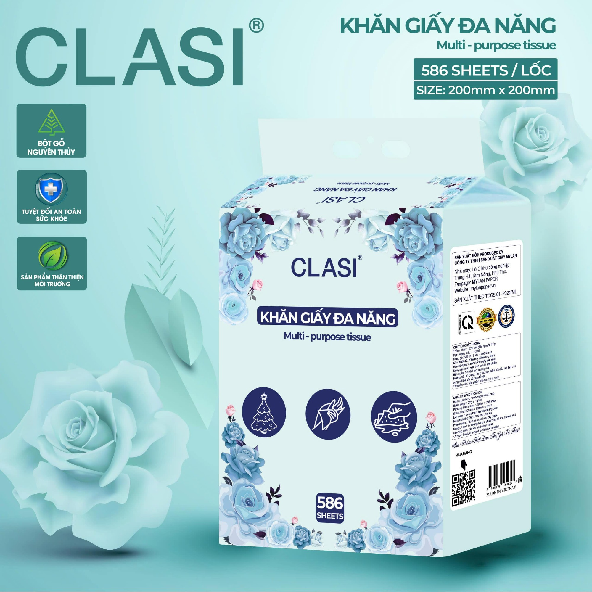 Khăn giấy rút đa năng Clasi 586 tờ