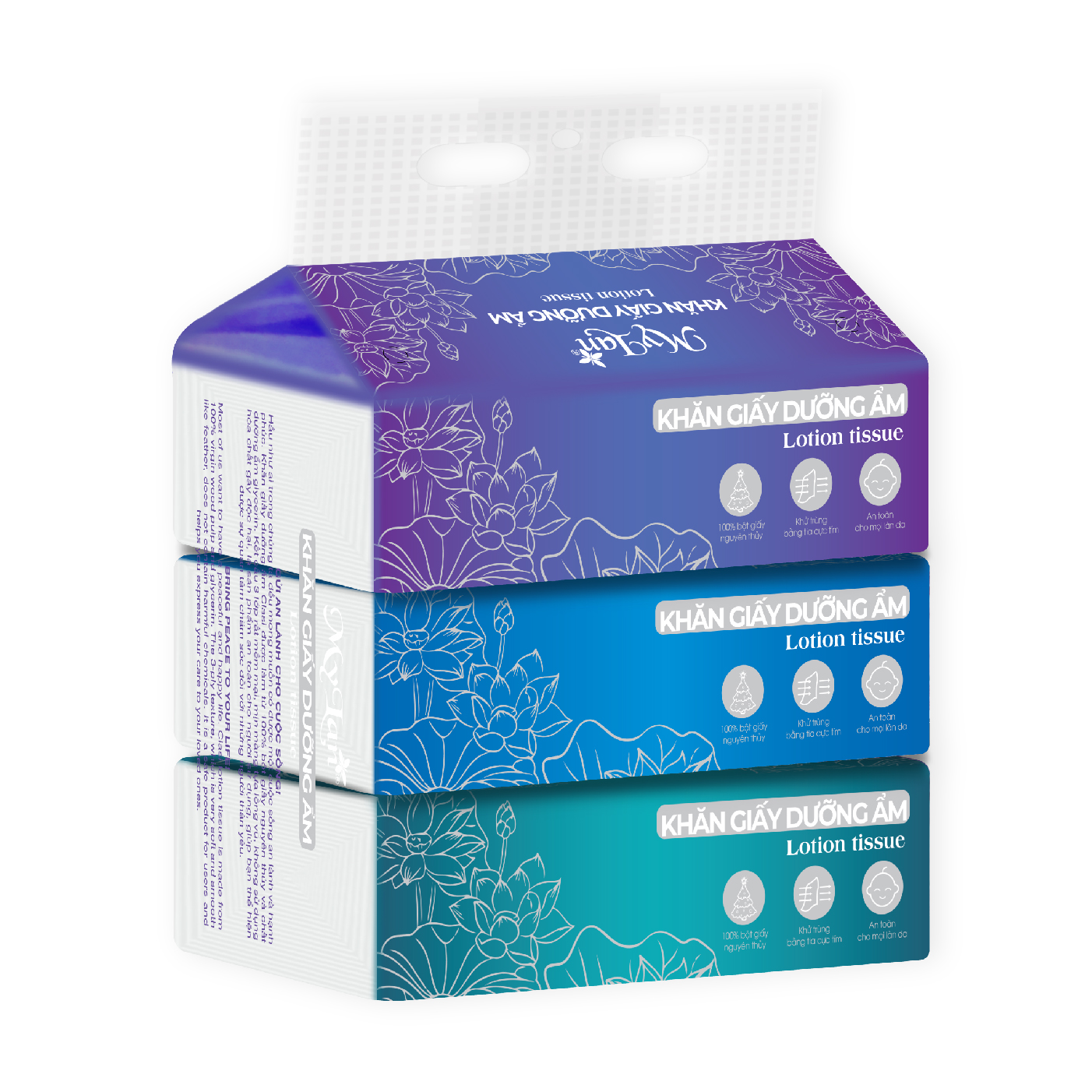Dây khăn giấy dưỡng ẩm Mylan 300 tờ/gói, 3 gói/dây