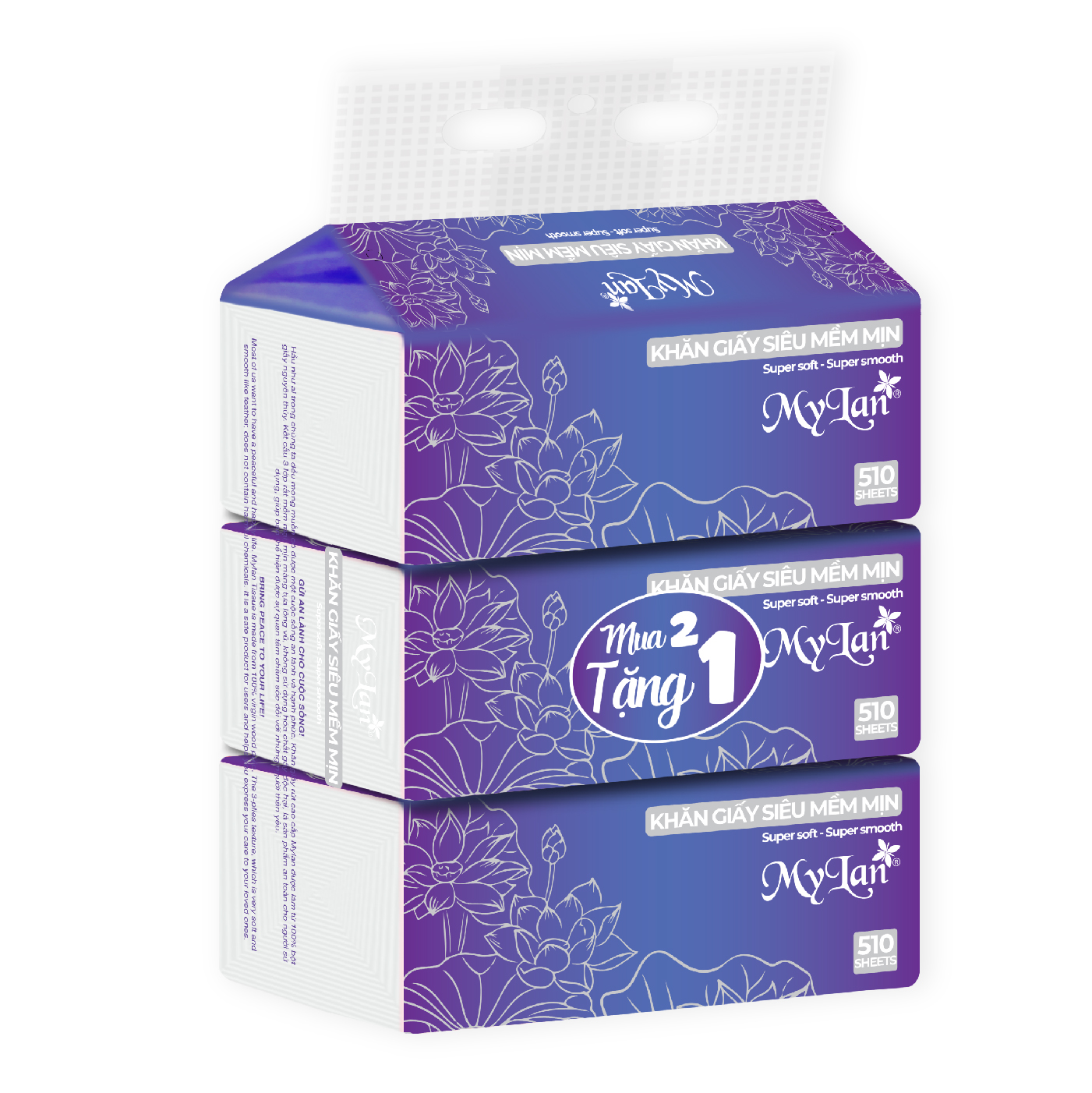 Dây giấy rút Mylan siêu mềm mịn 510 tờ/ gói , 3 gói /dây
