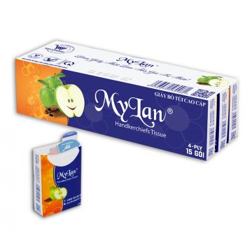 Giấy bỏ túi cao cấp táo xanh 4 lớp, 15 gói/lốc, 30 lốc/thùng