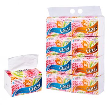 Khăn giấy rút Clasi hoa hồng, 8 gói/lốc