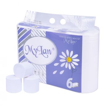 Giấy vệ sinh Mylan hoa cúc không lõi 6 cuộn/lốc