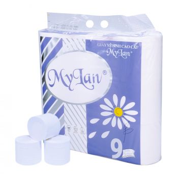 Giấy vệ sinh Mylan hoa cúc không lõi 9 cuộn/lốc