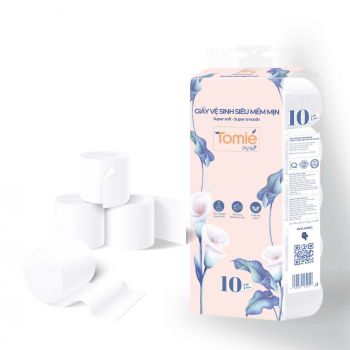 Giấy vệ sinh siêu mềm mịn TOMIE 4 lớp không lõi 1.1 (10 cuộn/lốc)