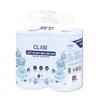 Giấy vệ sinh CLASI hoa hồng siêu mềm mịn 4 cuộn/xách