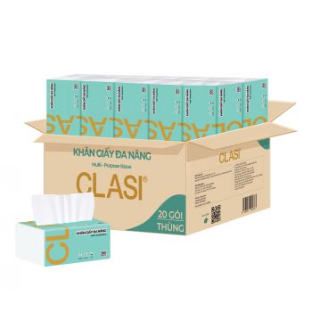 Khăn giấy rút đa năng Clasi 360 tờ/gói, 90 lần rút (155*175)mm