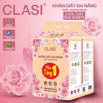 Khăn giấy đa năng CLASI hoa hồng 1240 sheet (COMING SOON)