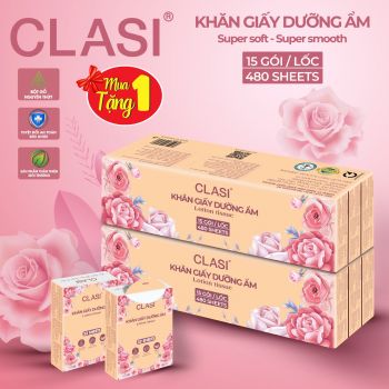 Khăn giấy dưỡng ẩm bỏ túi CLASI 15 gói/túi 480 tờ (COMING SOON)
