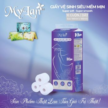 Giấy vệ sinh siêu mềm mịn Mylan không lõi 10 cuộn/lốc