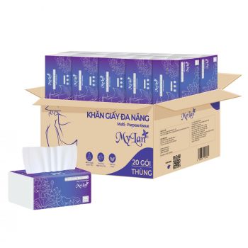 Khăn giấy rút Mylan 360 tờ 4 lớp, 8 gói/lốc