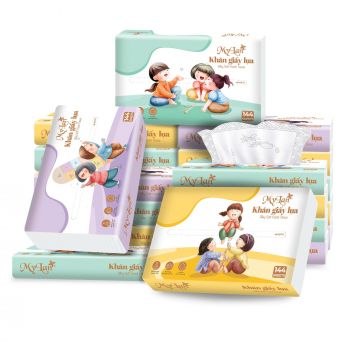 Khăn giấy lụa MYLAN 144 sheets, 175mm x 150mm, 90 gói/thùng 