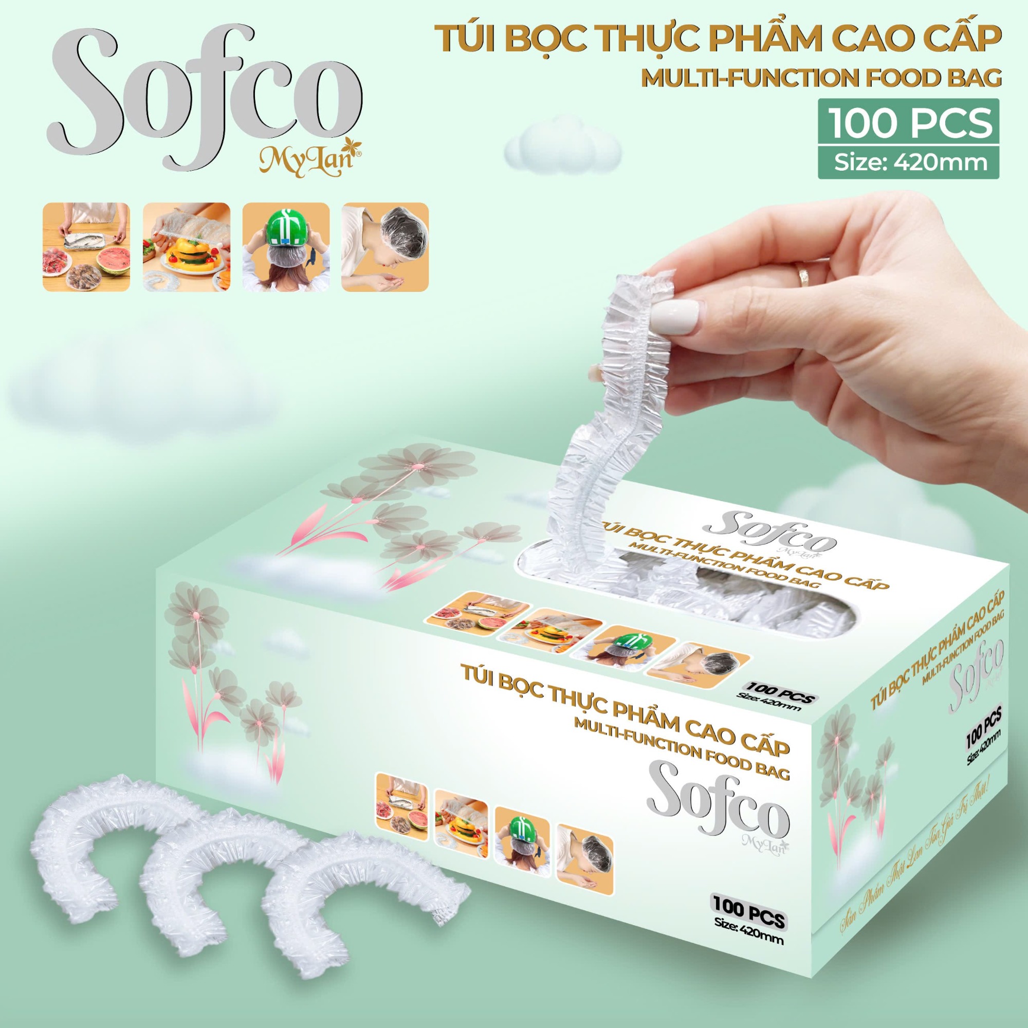 Màng bọc thực phẩm đa năng Sofco 100pcs 