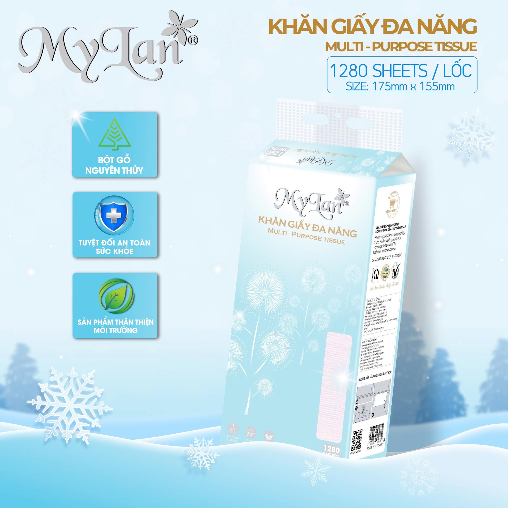 Khăn giấy đa năng MyLan 1280 tờ (10 dây/thùng)