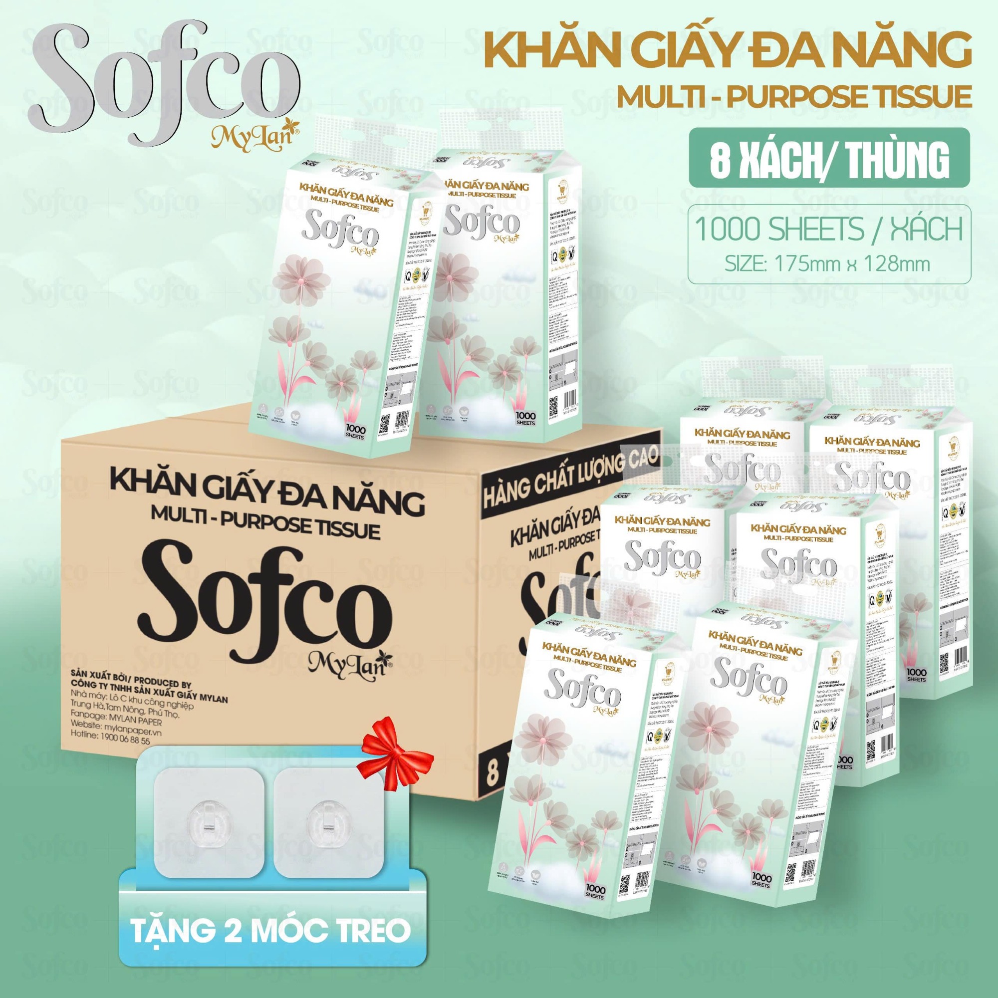 Dây Khăn giấy đa năng sofco 1000 tờ (8 dây/thùng)