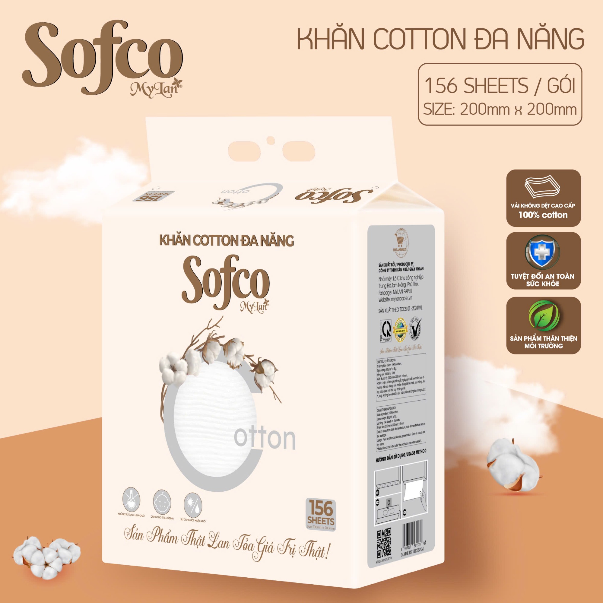 Khăn cotton đa năng Sofco (156 tờ/dây)